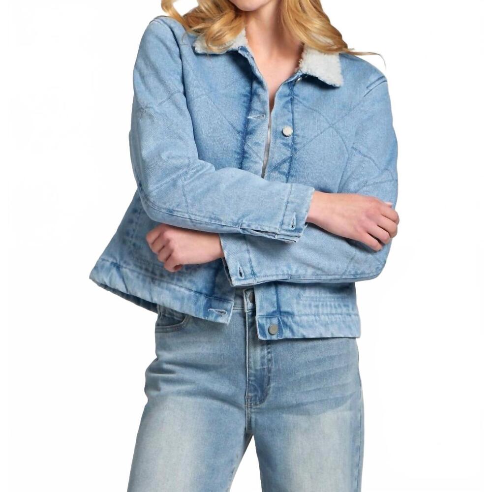 NEW 11 UPTOWN sherpa collar denim jacket in blue